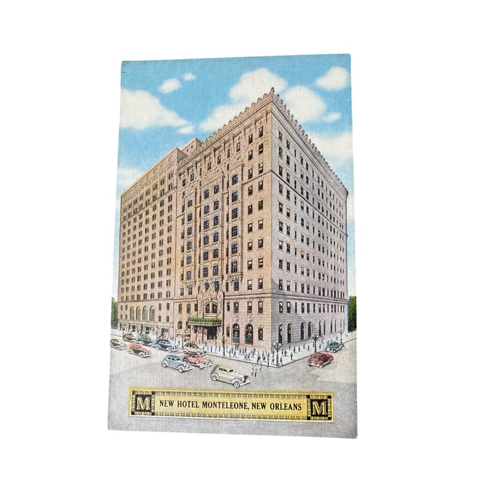 Vintage New Hotel Monteleone New Orleans Louisiana Linen Postcard EC Kropp 7835